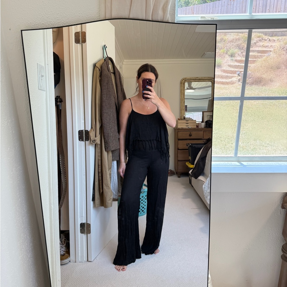 Indah Black Fringe Jumpsuit